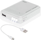 Portable AA Battery Travel Charger Works for Lenovo K6 Power 16GB and Emergency Re-Charger with LED Light! (Takes 4 AA Batteries,MicroUSB) [White]