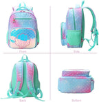 RHCPFOVR Kids Backpack for Girls - Girls Backpack 3-8 Ages Mermaid for Kids 15 Inch School Bookbag for Kindergarten Elementary School Bookbag for Girl 1st 2nd Grade
