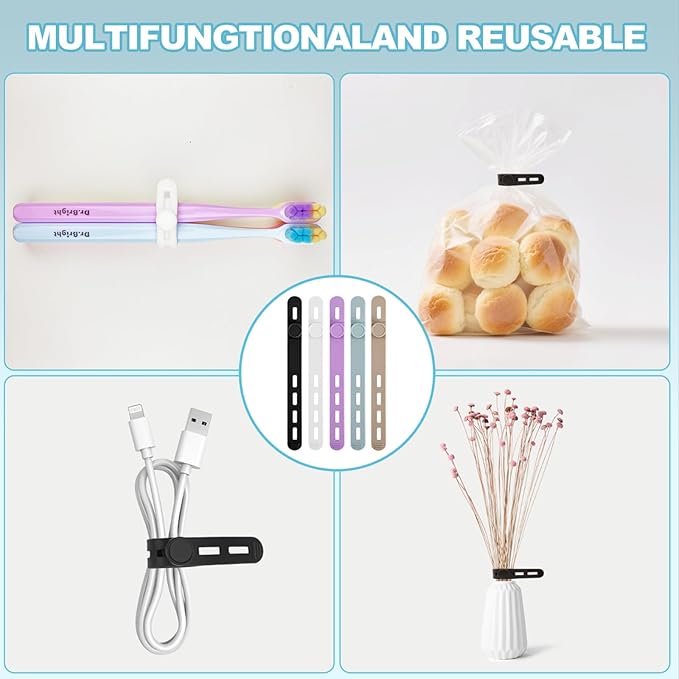 30 Pcs Cable Ties ，Silicone Cable Ties, Reusable Cord Organizer for Charger Cables, Hair Dryer, Home & Office, Flexible Cord Wraps for Electrical Wires (30 Pcs Cord Organizer)