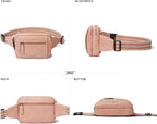 LATMAP 3L TRIPLE ZIP Fanny Packs Belt Bag For Women Men Crossbody Waist Pack Sling Chest Bum Travel Bag Purse Faux Leather Fashion Cute Light Pink