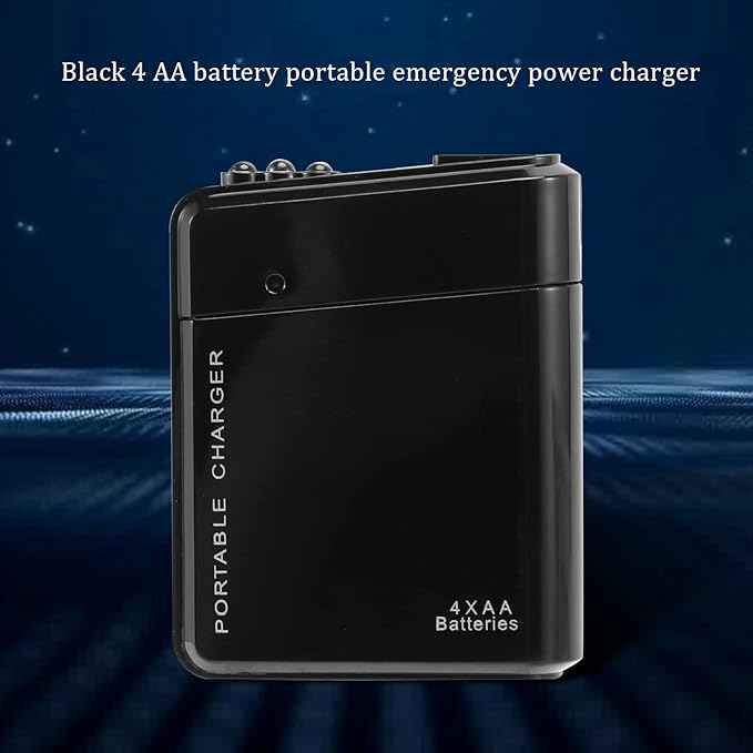 Black 4X AA Battery Portable Emergency Power Charger USB for Cell Phone, 046139