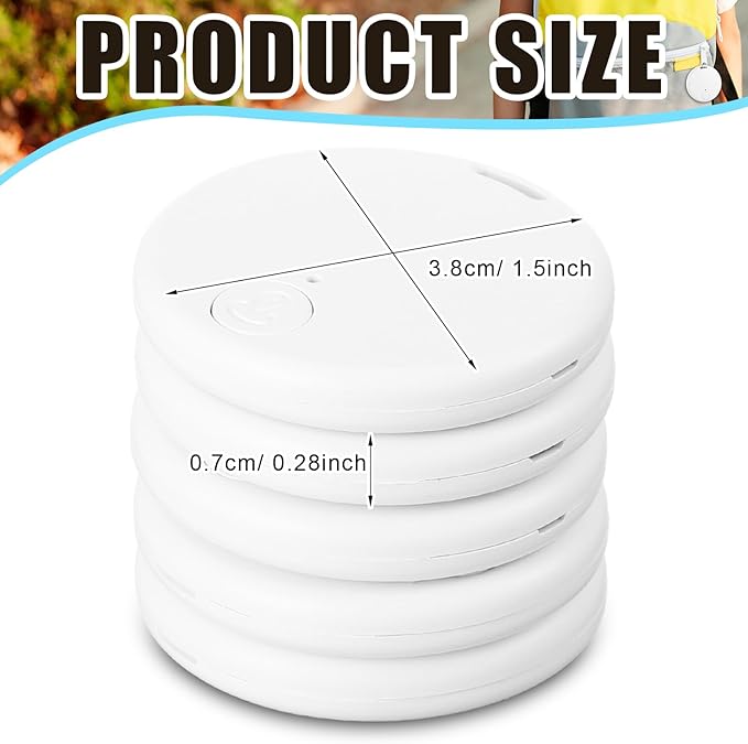 Konohan 5 Packs Smart Item Finder Portable Tracker GPS Tracking Mobile Anti Loss Smart Device Key Finder Tag Locator with Sound for Bags Wallets Backpacks Pets Keys Luggage(White)
