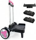 Backpack Trolley Cart with Stair-Climbing Wheels – Foldable Aluminum Frame, Adjustable Handle and 77 lbs Capacity – Quiet Large Wheels with Edge Guard – Pink – Fits Travel Bags, Book Bags, Shopping