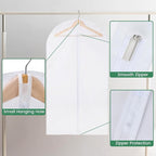 Carbrea 12 Pack Garment Bags for Hanging Clothes - Translucent Suit Bag for Closet Wardrobe Storage Travel - 24" x 42"