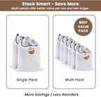 LFH Cotton Rich Shoe Storage Bags with Drawstring, Dustproof Breathable Reusable Organizer, Perfect For Travel, Dorm, Hotel, College, Gym, Easy to Carry, Machine Washable 12"x17" (Pack of 2) - White