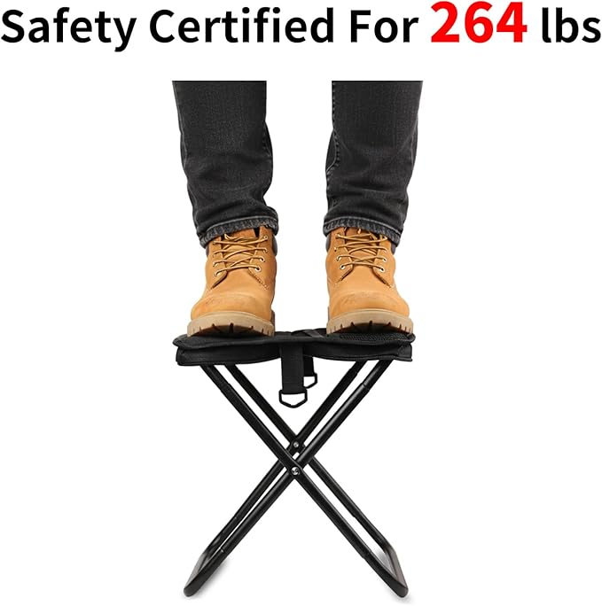 2Pack Camping Stool Collapsible Stool, Portable Folding Stool for Adults with Carry Bag, Lightweight Foldable Stools for Outdoor Camping Hiking Fishing Travel Picnic Gardening, Holds 264.5LBS(Black)
