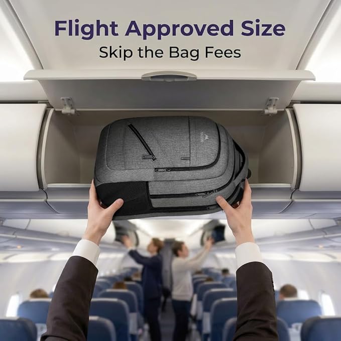 MATEIN Travel Laptop Backpack, 17 Inch Work TSA Approved Carry on Backpack, Large Computer Business Bag for Men Women with Trolley Sleeve and Anti Theft Pocket, College School Rucksack Book Bag, Grey