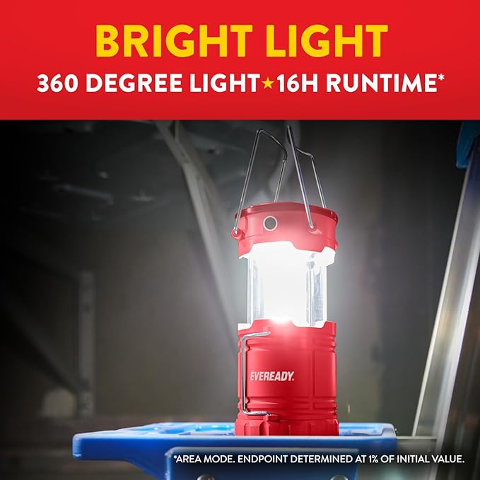 Eveready LED Camping Lantern 360 PRO (3-Pack), Super Bright Tent Lights, IPX4 Water Resistant LED Lanterns for Power Outage Hurricane Preparedness, (Batteries Included)