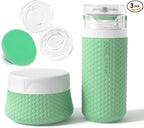 2 oz Travel Bottle Silicone Small Liquid Travel Containers 2 Pack Leak Proof TSA Approved Bottles On The Go Size Traveling Kit for Toiletries Shampoo Body Wash Skincare Lotion Women Men Leather Green