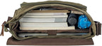 Vintage Genuine Leather Waxed Canvas Briefcase Large Satchel Shoulder Bag Rugged Computer 15.6" Laptop Bag