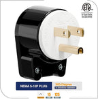 (3PACK) ETL Listed 90 Degree USA Canada Male Plug Nema 5-15P 3 Pole Angle DIY, 15A 125V USA 3Pin Right Angle AC Plug, Nema 5-15P Angled Rewireable