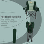 Colegence Heavy Duty Camping Chair for Adults, Oversized Heavy People Foldable Outside Camp Chairs Carry Bag Included, with Cooler Bag Cup Holder, Side Pocket for Lawn,Sport,Outdoor,Dark Green