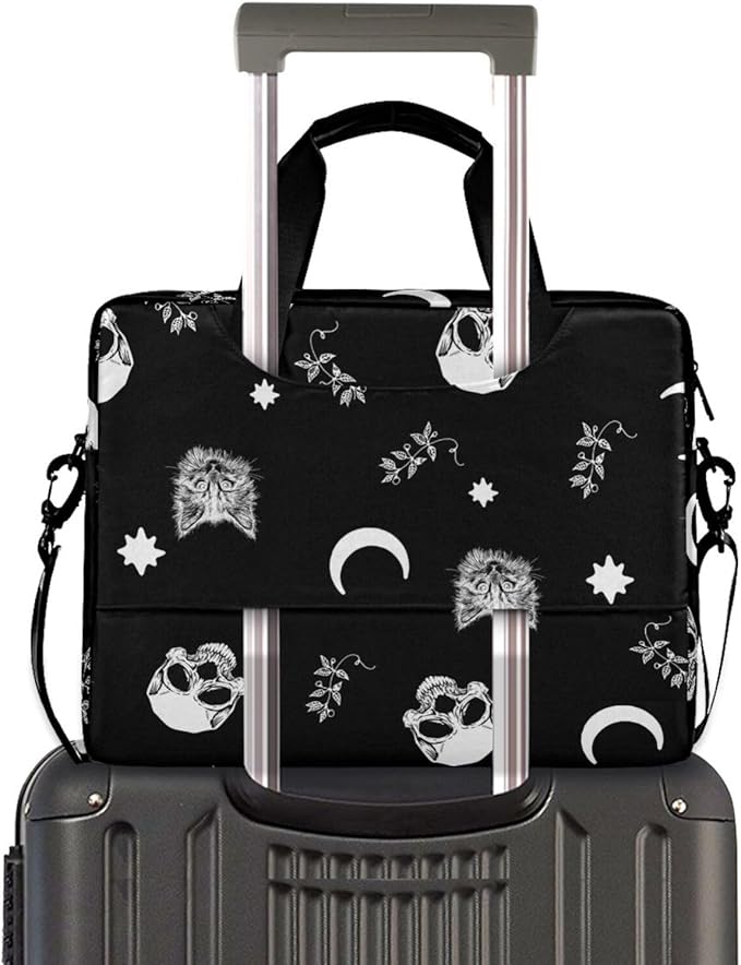 Skull Cat Moon Laptop Case 15.6 inch Computer Bag Waterproof Laptop Briefcase Laptop Bag for Women & Men