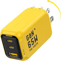 AOHI Youth 65W GaN+ USB C Charger Block, 3-Port PPS Type C Compact Foldable Laptop Fast Wall Charger for MacBook Pro/Air, iPad Pro, iPhone 17/16 Pro Max, Galaxy S24, Pixel, Steam Deck and More, Yellow