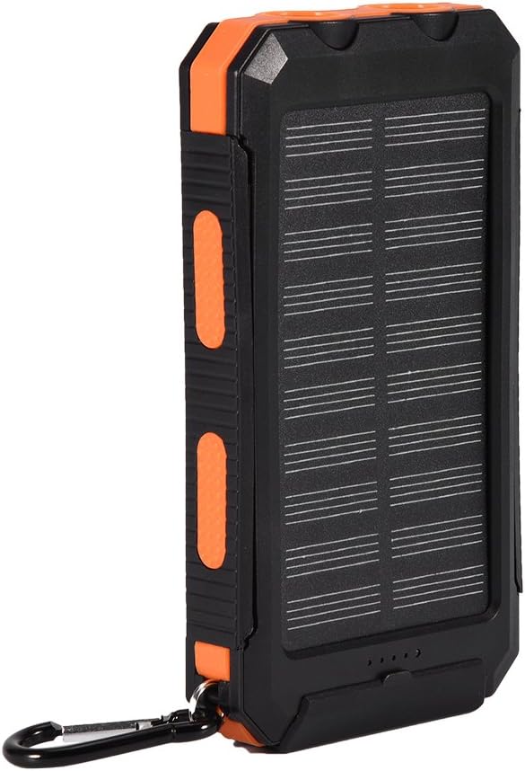 SUNGOOYUE 10000mAh Bank Kit, Portable Outdoor Fast Charger with Dual USB Ports, IP6, for Camping Travel Hiking (Black Orange)