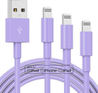 3 Pack Apple MFi Certified Charger Cable 6Ft, Lightning to USB Cable Cord 6 Foot, 2.4A Fast Charging,Apple Phone 6 Feet Long Chargers for iPhone 14/13/12/11/X/XS/XR/SE/8/7/6/5 Plus Pro Max Mini Purple