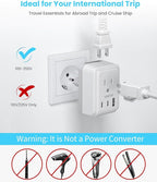 VINTAR Universal Travel Adapter Kit, International Power Adapter with 3 USB Ports(2 USB C) and 2 AC, Type A,B,C,D,E/F,G,I,M Detachable Attachments, Adapter for India/South Africa/Europe/UK