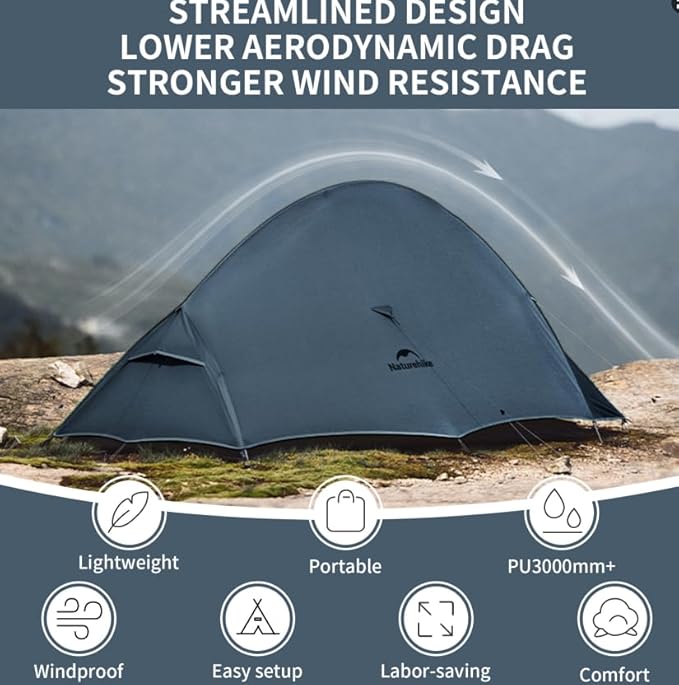 Naturehike Cloud-Up Tent Lightweight Backpacking Tent with Footprint - Free Standing Ultralight Camping Hiking Backpack Tents
