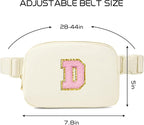 Gitus Belt Bag Fanny Pack Crossbody Bags with Initial Letter Patch Cute Stuff Birthday Gifts for Teenager Girls Trendy Preppy Stuff for Teen Girls Cool Stuff for Teens (Ivory-D)