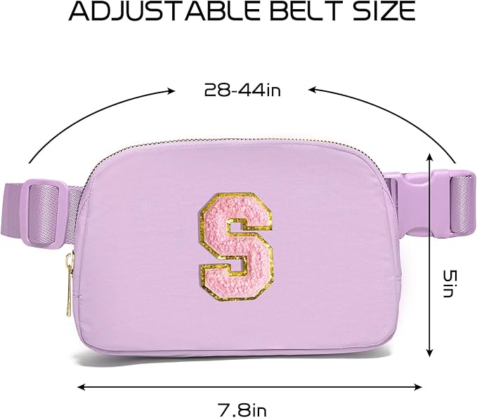 Gitus Initial Belt Bag Fanny Pack Crossbody Bag for Girls Birthday Gifts Age 8-10 Teen Girl Gifts Trend Stuff Personalized Letter Gifts for Daughter Sister (Lavender-S)