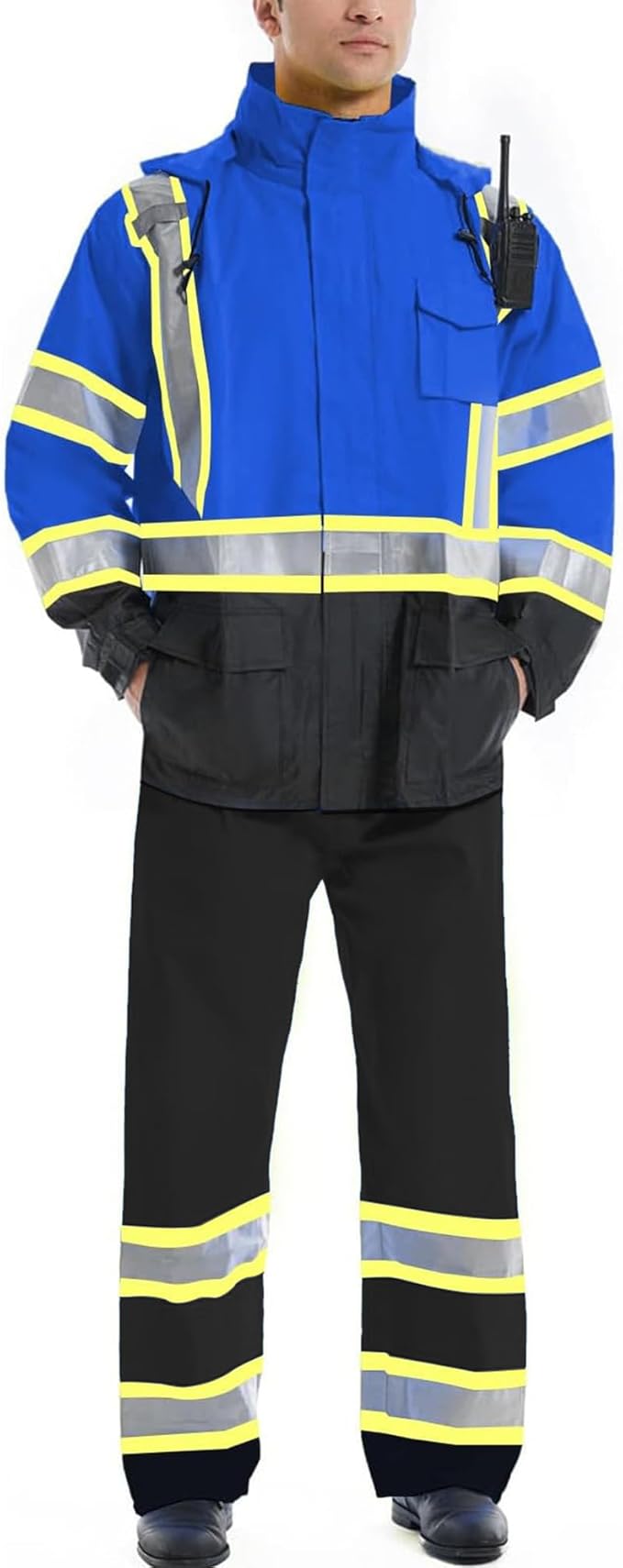 SKSAFETY Hi Vis Safety Rain Jacket for Men, Construction Work Rain Gear Heavy Duty Class 3 Rain Coat Waterproof Lightweight