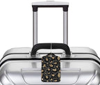 GACCAP 2 Pack Luggage Tags for Suitcase, Privacy Cover ID Label with Stainless Steel and Address Card for Travel Bag Backpack Cruise Ship Essentials Tag Women Girls - Black Gold Leopard Cheetah