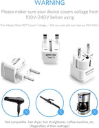 BESTEK Worldwide Travel Plug Adapter Set, Grounded Universal Power Plug Adapter for USA to US, EU, AU, UK, GE, HK and More- 8 Packs