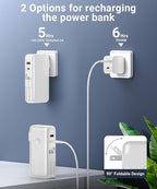 Portable Charger, Power Bank, 16000mAh Power Bank Built-in AC Wall Plug and Cables, PD 30W and QC4.0 Fast Charger for iPhone and Android Phones and Most Electronic Devices (White)