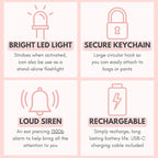 Securityman Personal Safety Alarm for Women | Self Defense Keychain (Loudest 130dB Siren and SOS Strobe Light) Everyday Security Personal Alarm Protection Device (Pink)