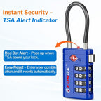 Forge TSA Approved Luggage Locks 4 Digit Combination TSA Travel Locks with TSA008, Open Alert Indicator, Zinc Alloy Body for Luggage, Suitcase, Backpack, and More. Blue 2 Locks.