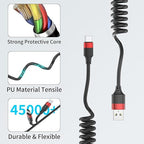 Coiled USB C Cable for Car, 2 Pack Type C Coiled Cable Fast Charging, USB to USBC Coiled Cable, USB C Car Charger Cord for iPhone 17 16 15, Samsung Galaxy S25 S24 S23 Ultra, Pixel 10 9