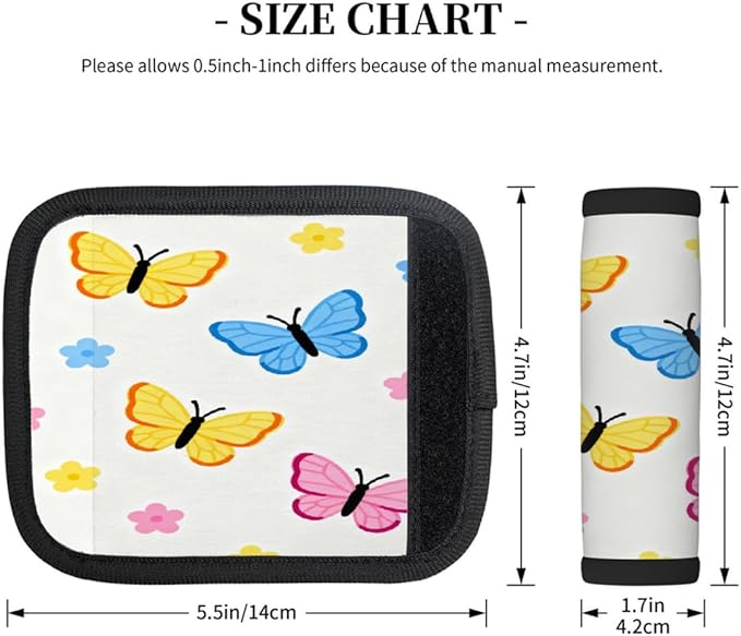 2 Pack Luggage Handle Wrap with Travel Tags - Non-Slip Protective Cover Soft Handle Grips Covers for Suitcase(Butterfly)