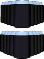 PartyPrints 200 Pack Black Blank Can Cooler Sleeves, Customizable Bulk Insulated Foam for Beer, Collapsible Plain Drink Holder, Cold Soda Insulator, 12oz Regular, 16oz Tall Cans