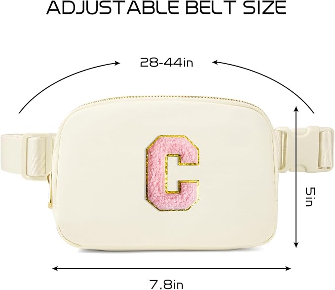 Gitus Personalized Gifts Birthday Gifts for Girls Fanny Pack Cross Body Bags with Initial Letter Preppy Stuff Gifts for Her Girlfriend Wife Sister Friends Mom (Ivory-C)