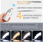 Camping Lights Tent Light 4500 Lumens 45W Rechargeable LED Lantern Magnetic Hanging, Portable USB Outdoor Canopy, Emergency Lights for Home, Lanterns for Power Outages, Ice Shanty Lights（Remote）