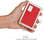 EASTNIGHTS RFID Credit Card Holder Metal Wallet Stainless Steel and Pu Leather Credit Card Protector Case (red)
