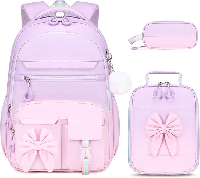 DIGOBAY Backpack for Girls, 3PCS Girls Backpack for School with Lunch Bag Pencil Case, Cute Kids Teens Bookbag for Kindergarten Elementary Preschool Middle School