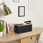 Bivvclaz Cable Management Box Medium, Wooden Cord Organizer Box for Desk, Floor, Office to Hide Extension Cords Power Stripes Surge Protectors Chargers Wires, Black