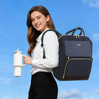 LOVEVOOK Laptop Backpack for Women with Giant Tumbler Holder Pocket, 15.6 inch Travel Work Bag Purse for Nurse Teacher, Waterproof Casual Daypack Bookbag for College Business