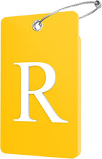 Gostwo 2 Pack Luggage Tags for Suitcases, 26 Initial Letter Travel Luggage Baggage Identification Labels ID Tag Fully Bendable Tags with Stainless Steel Loop (Yellow) (Letter R)