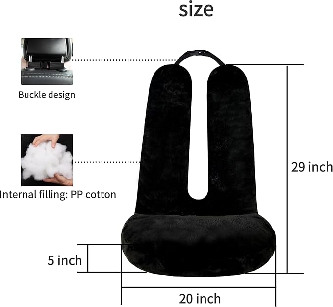 FHSGGP Travel Pillow Car Travel Sleep Support Pillow 2-in-1 Lap Pillow and Car Pillow with Neck and Body Support for Adults and Kids on Long Trips Kids Travel Pillow Black