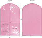 Univivi Dance Costume Bags Garment Bag 40 Inch Hanging Clothes for Dance Competitions, with 3 Medium Clear Zipper Pockets for Dance Costumes, Closet Storage (Pink) - 4 Pack