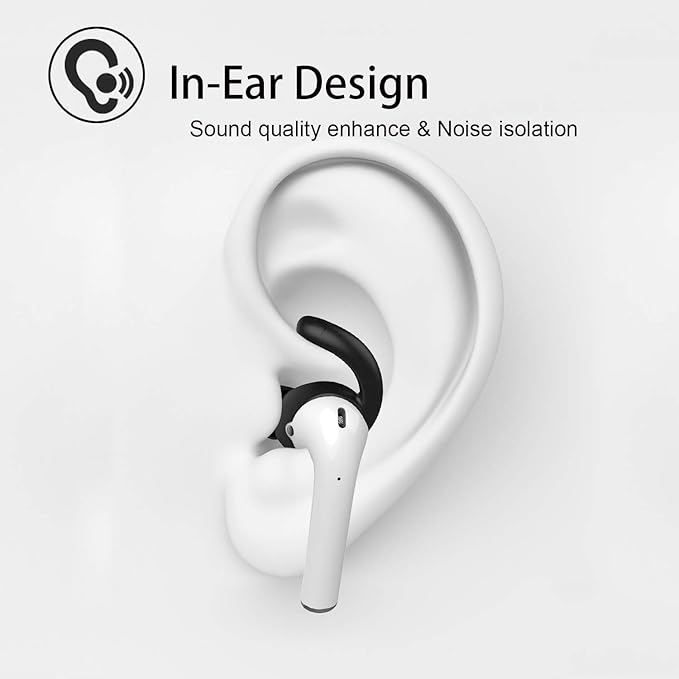 Anti-Slip Earhooks Soft Silicone Skin Compatible with Apple Headphone 2 & 1 Lightweight Sound Quality Enhancement for Headphones Outdoor Activities in-Ear EarHook 2 Pairs White & Black