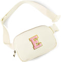 Gitus Personalized Gifts Birthday Gifts for Girls Fanny Pack Cross Body Bags with Initial Letter Preppy Stuff Gifts for Her Girlfriend Wife Sister Friends Mom (Ivory-E)