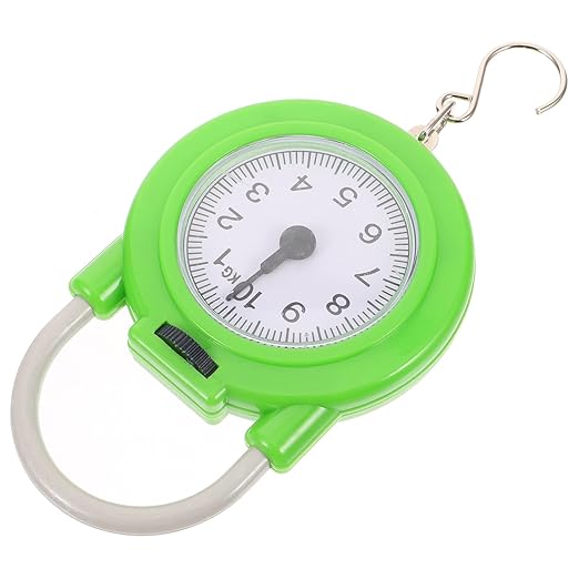 Portable Travel Luggage Scale with Hook, High Precision Small Spring Suitcase Weight Scale in Fluorescent Green for Handheld and Household Use