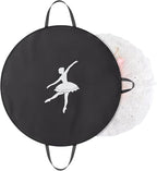 KEEGH Girls Tutu Garment Bag 35 Inch Ballet Tutu Bag, Foldable Dance Costume Garment Bag for Hanging Clothes, Pancake Dance Bag for Dancers with Handle Strap for Travel or Storage, Black