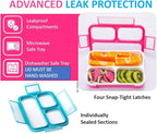 Small Snack Containers for Kids Toddlers - 3 Compartments (Set of 2) - Leak-Proof Reusable Boxes with Lids -BPA-Free Plastic Mini Bento Lunch Box - Ideal for School, Daycare - Holds 2 Cups (Pink+Blue)