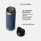 YETI Rambler 26 oz Bottle, Vacuum Insulated, Stainless Steel with Chug Cap, Black