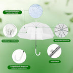 Clear Bubble Umbrellas for Wedding 8 Pack, 48 Inch Windproof Transparent POE Dome Umbrella with Auto Open J-Handle, Large Clear Umbrellas for Wedding Rain Golf Outdoor Photography Bridal Events