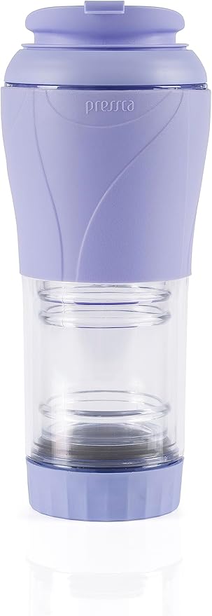Pressca - Portable Coffee & Tea Maker - Thermal Coffee & Tea Infuser, French Press, Single Serve Coffee Maker, BPA Free - Home & Kitchen Accessories & Utensils - 12 fl oz, Lilac